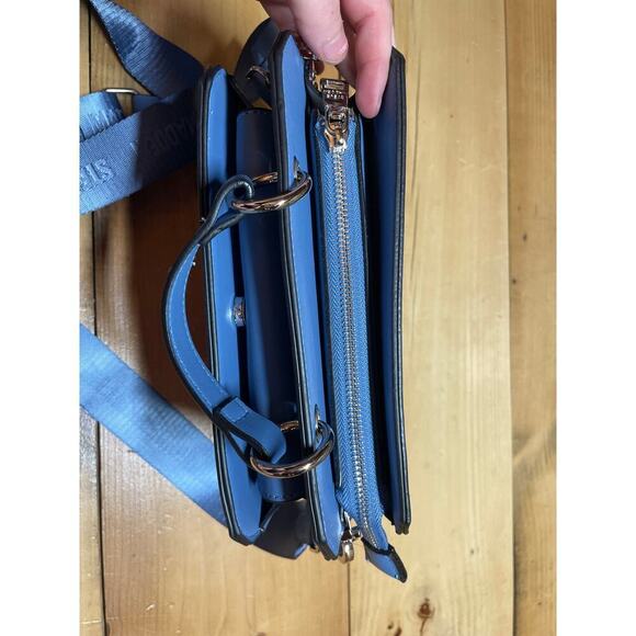 Steve Madden Bevelyn Satchel Crossbody Purse. Top handle. Blue. - Picture 3 of 9